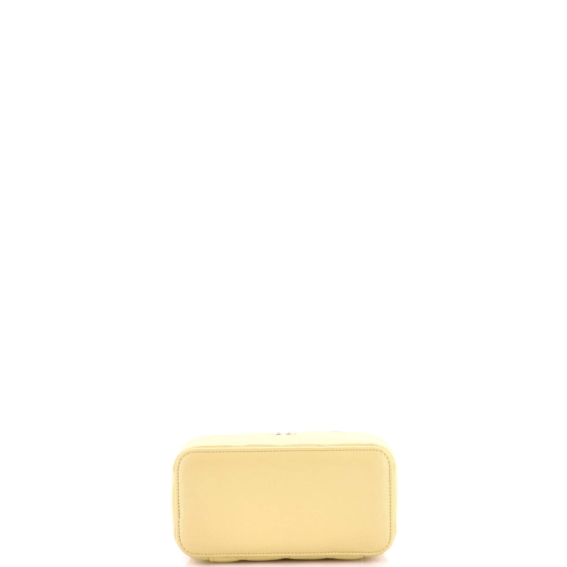 Classic Top Handle Vanity Case with Chain Quilted Lambskin Small