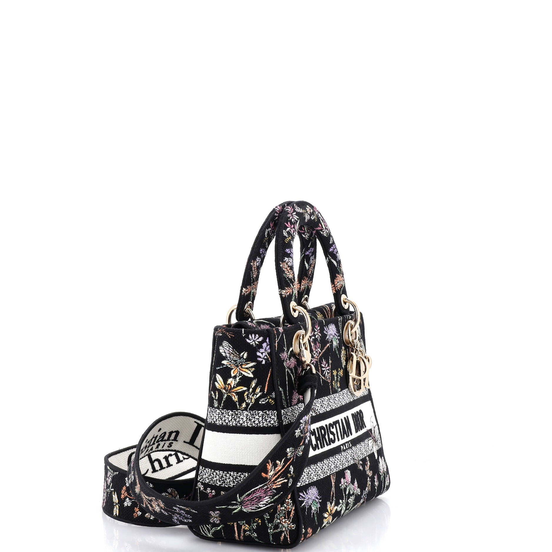 Lady D-Lite Bag Embroidered Canvas Medium