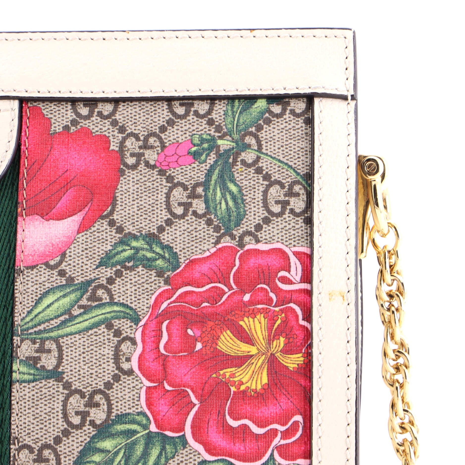 Ophidia Chain Shoulder Bag Flora GG Coated Canvas Small