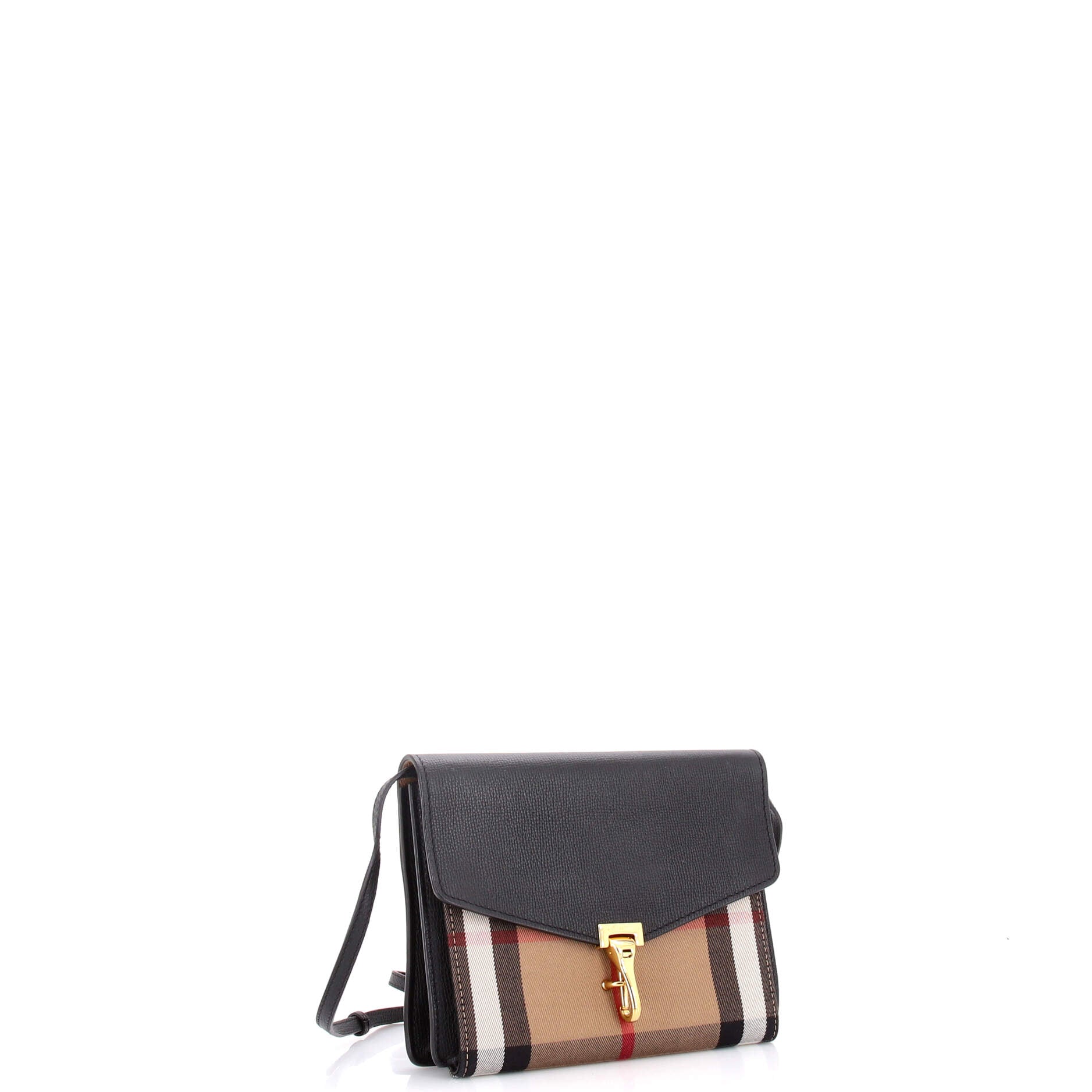 Macken Crossbody Bag Leather and House Check Canvas Small