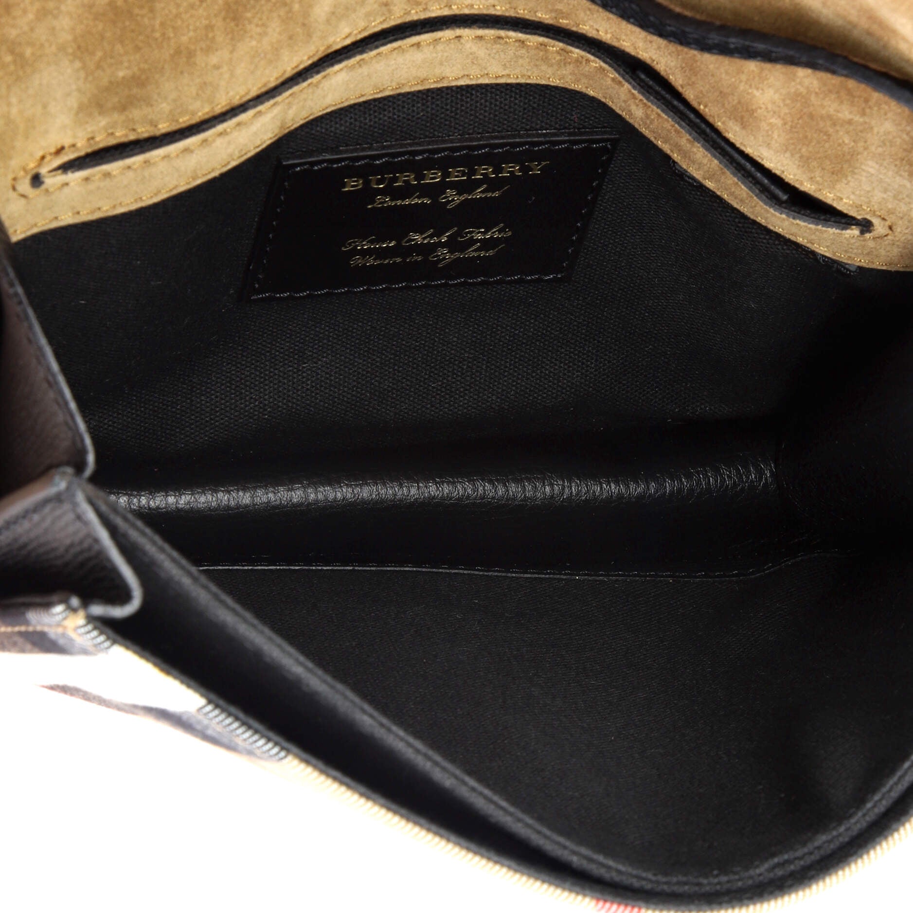 Macken Crossbody Bag Leather and House Check Canvas Small