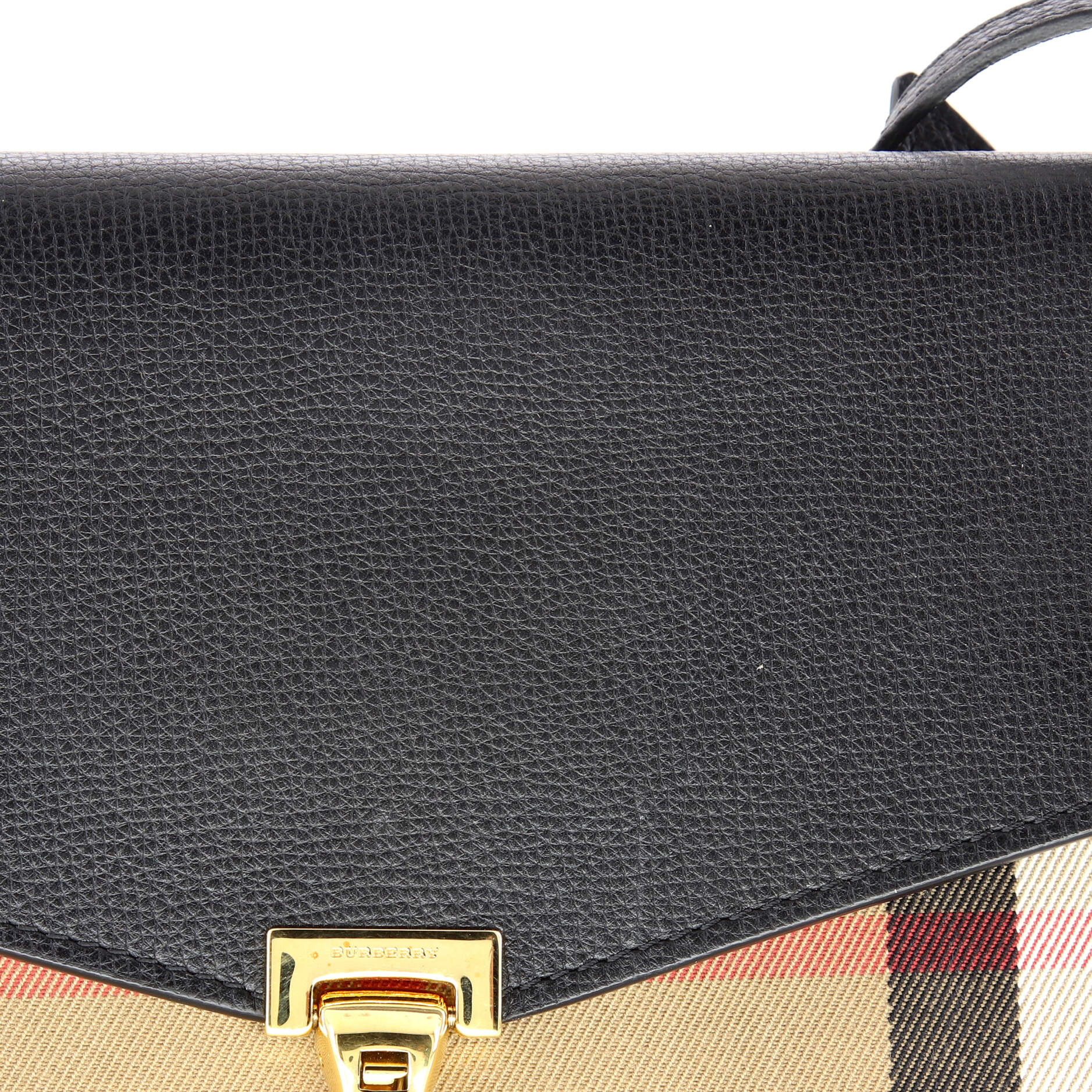 Macken Crossbody Bag Leather and House Check Canvas Small