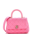 Coco Top Handle Bag Quilted Caviar with Lizard Embossed Handle Extra Mini