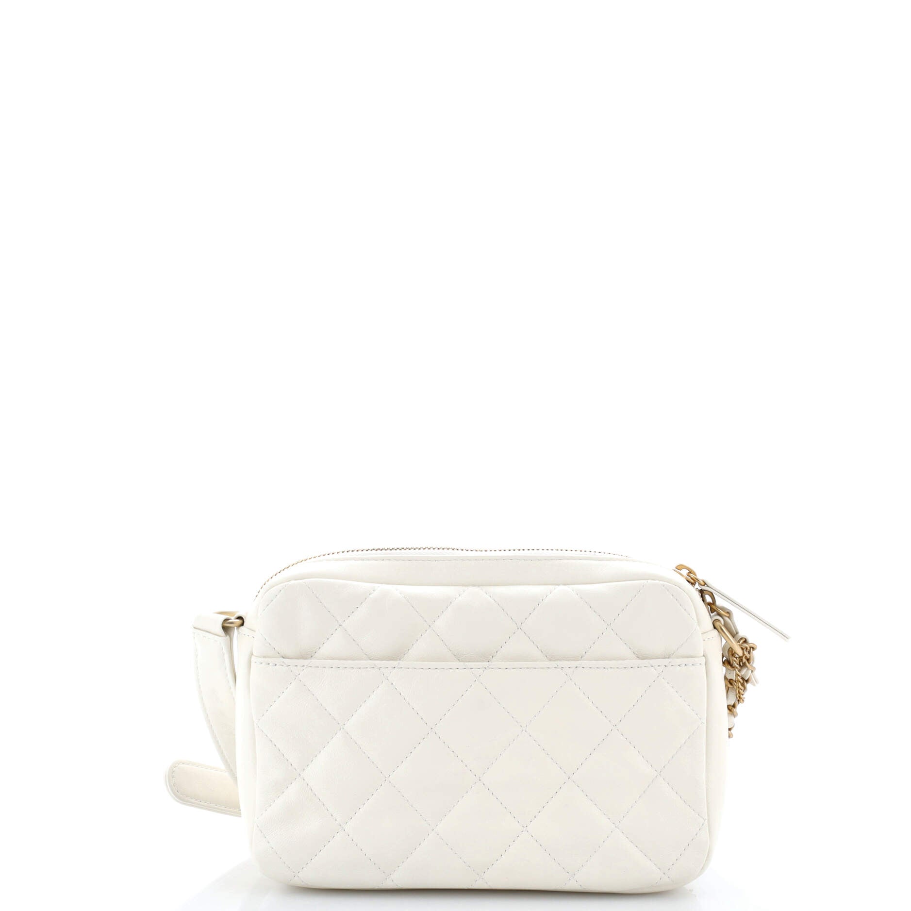 Logo Twin Pockets Chain Camera Case Quilted Calfskin Small