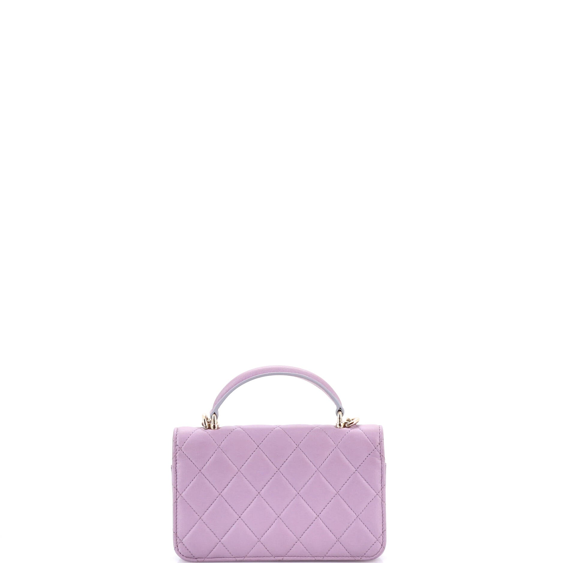 Classic Top Handle Flap Phone Holder with Chain Quilted Lambskin