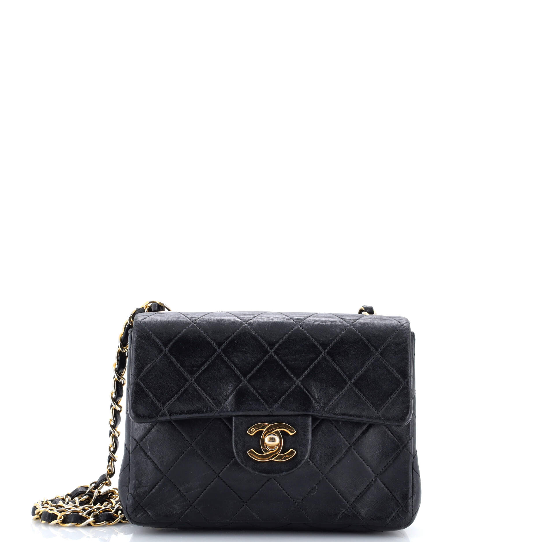 Vintage Square Classic Single Flap Bag Quilted Lambskin Mini