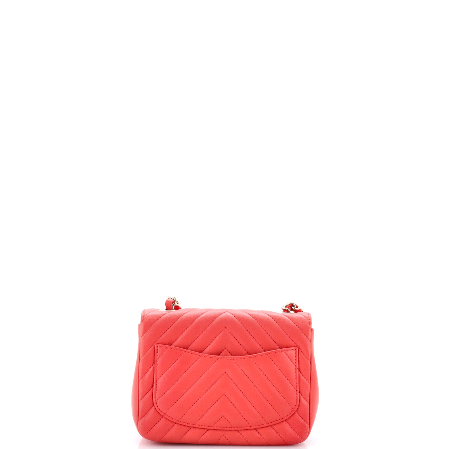 Square Classic Single Flap Bag Chevron Lambskin Mini