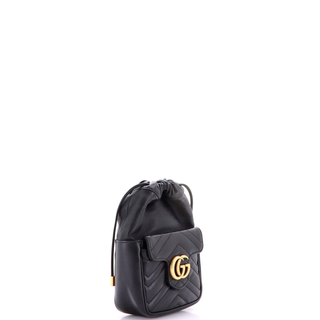 GG Marmont Front Pocket Bucket Bag Matelasse Leather Mini