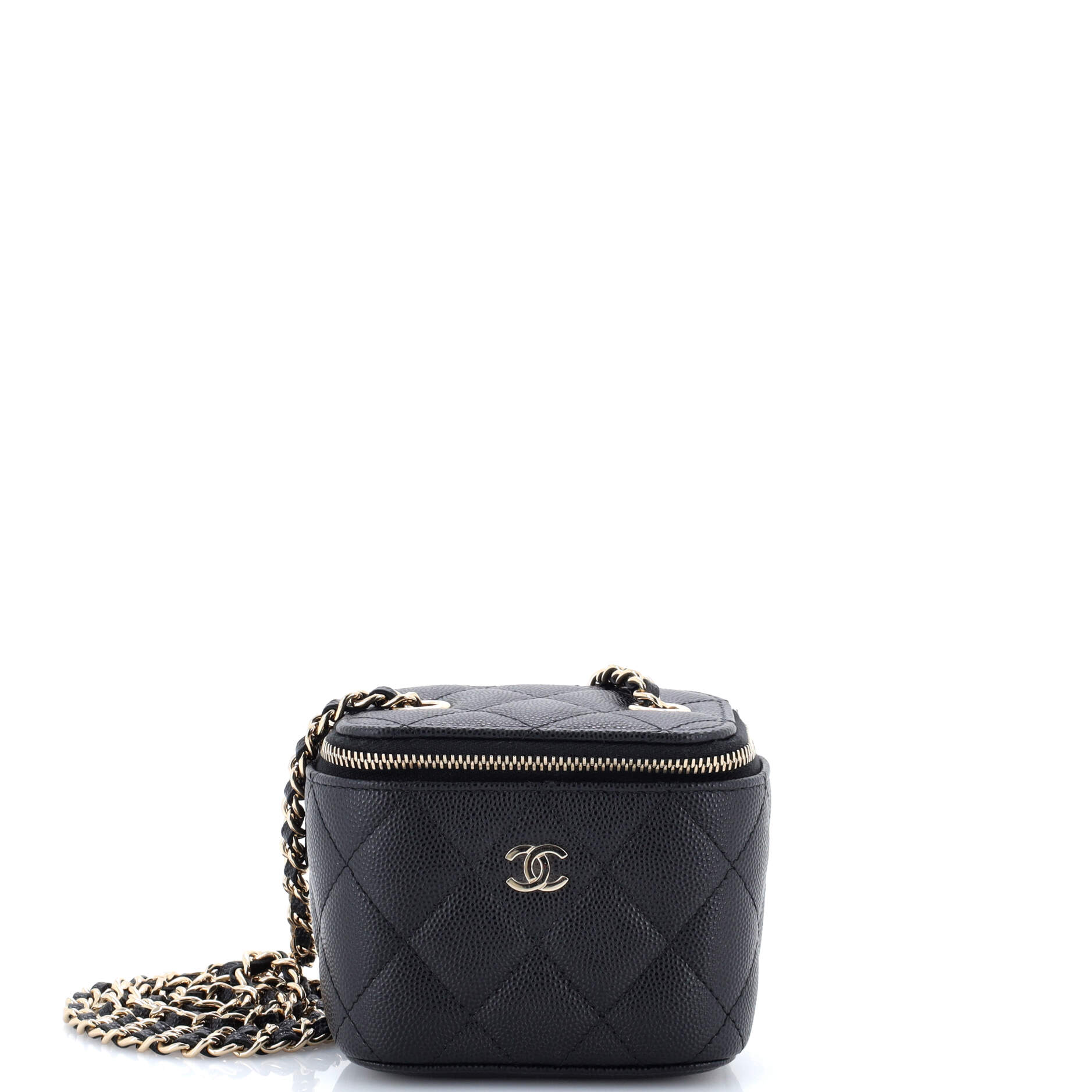 Classic Vanity Case with Chain Quilted Caviar Mini