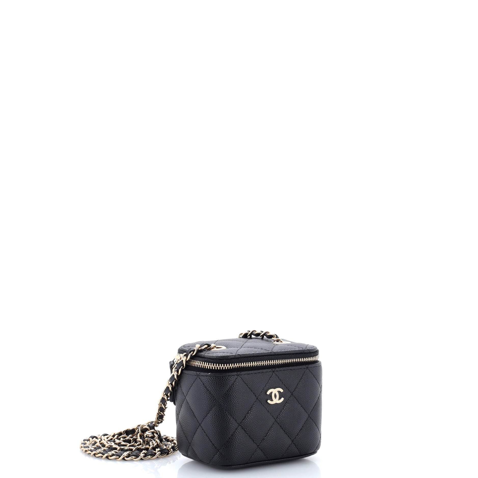 Classic Vanity Case with Chain Quilted Caviar Mini
