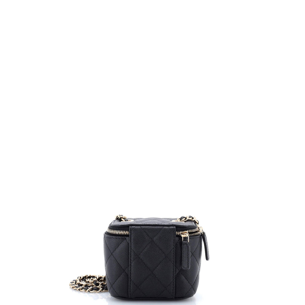 Classic Vanity Case with Chain Quilted Caviar Mini