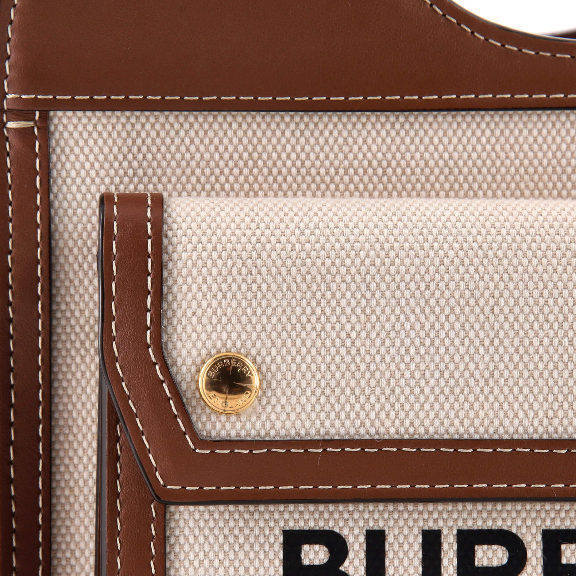 Logo Pocket Tote Canvas with Leather Mini