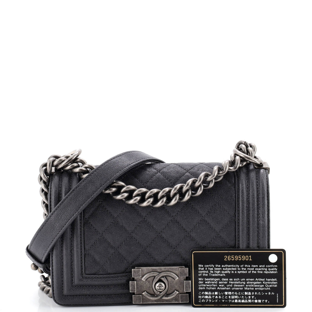 Boy Flap Bag Quilted Caviar Small