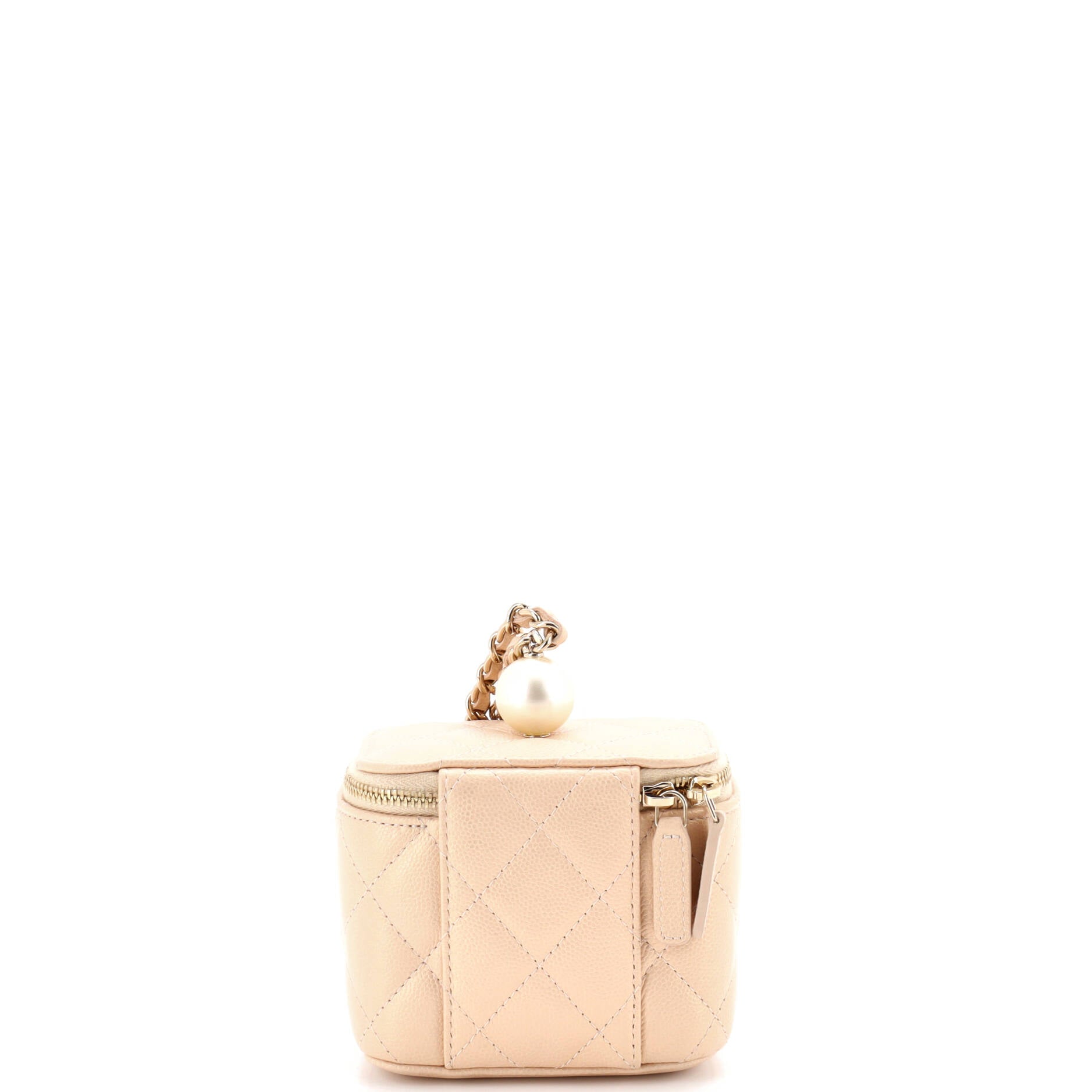 Classic Pearl Vanity Case with Chain Quilted Caviar Mini