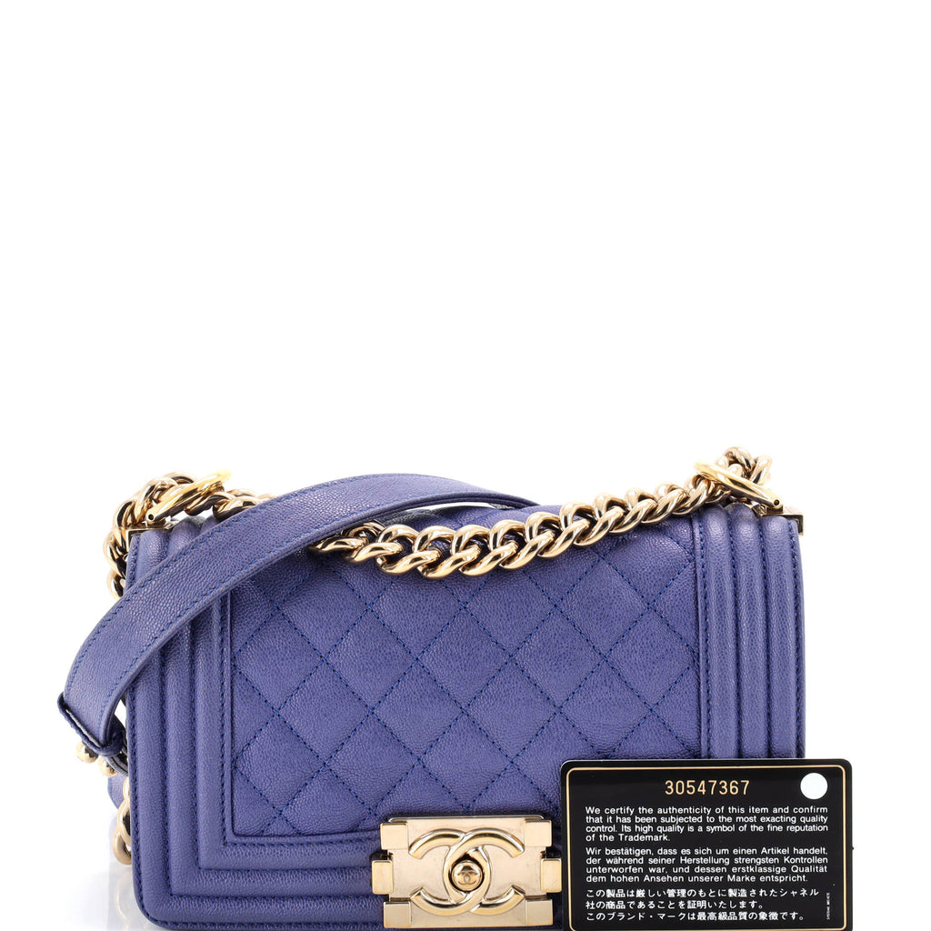 Boy Flap Bag Quilted Caviar Small