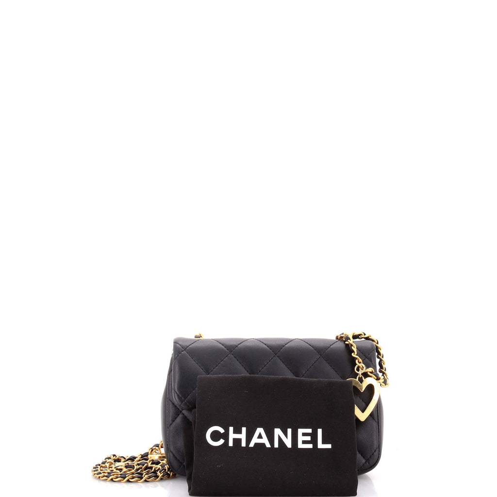 Heart Charms Flap Bag Quilted Lambskin Mini