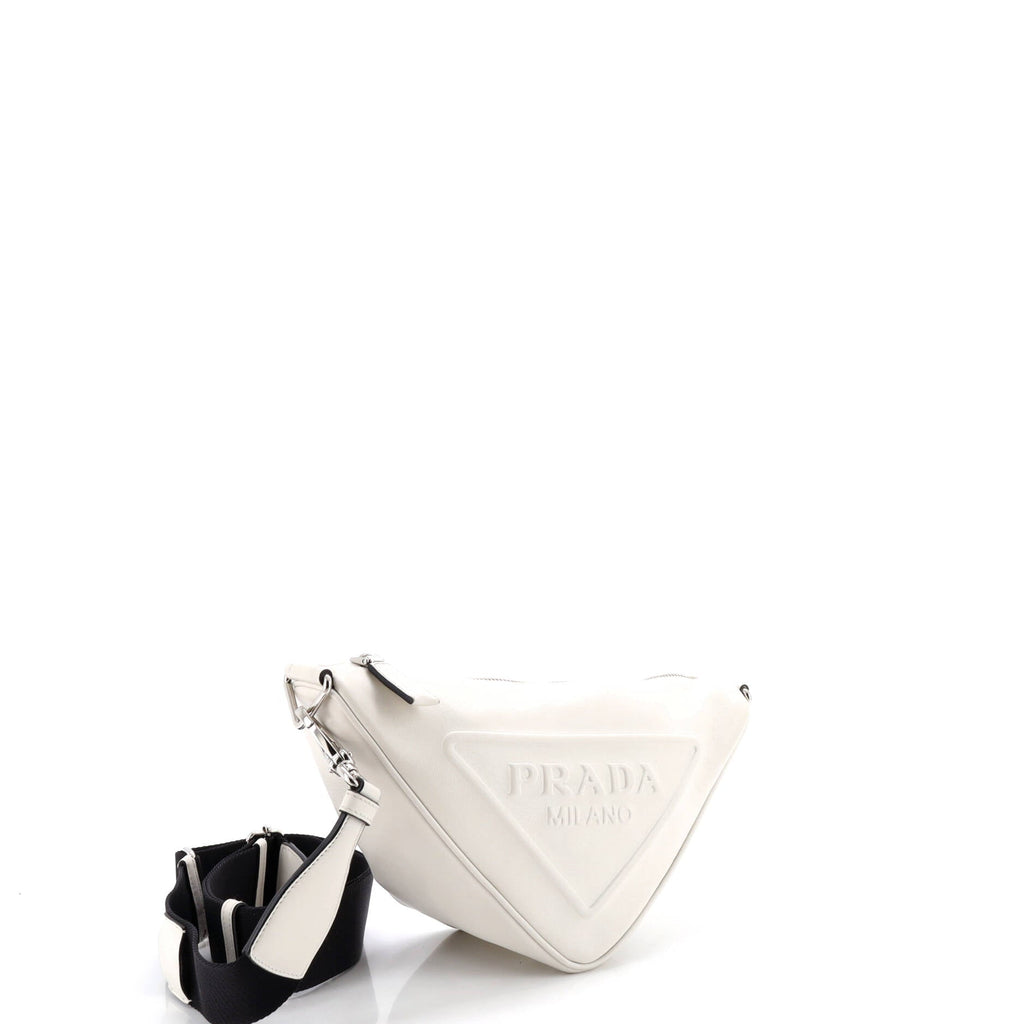 Triangle Logo Zip Crossbody Bag Leather Small
