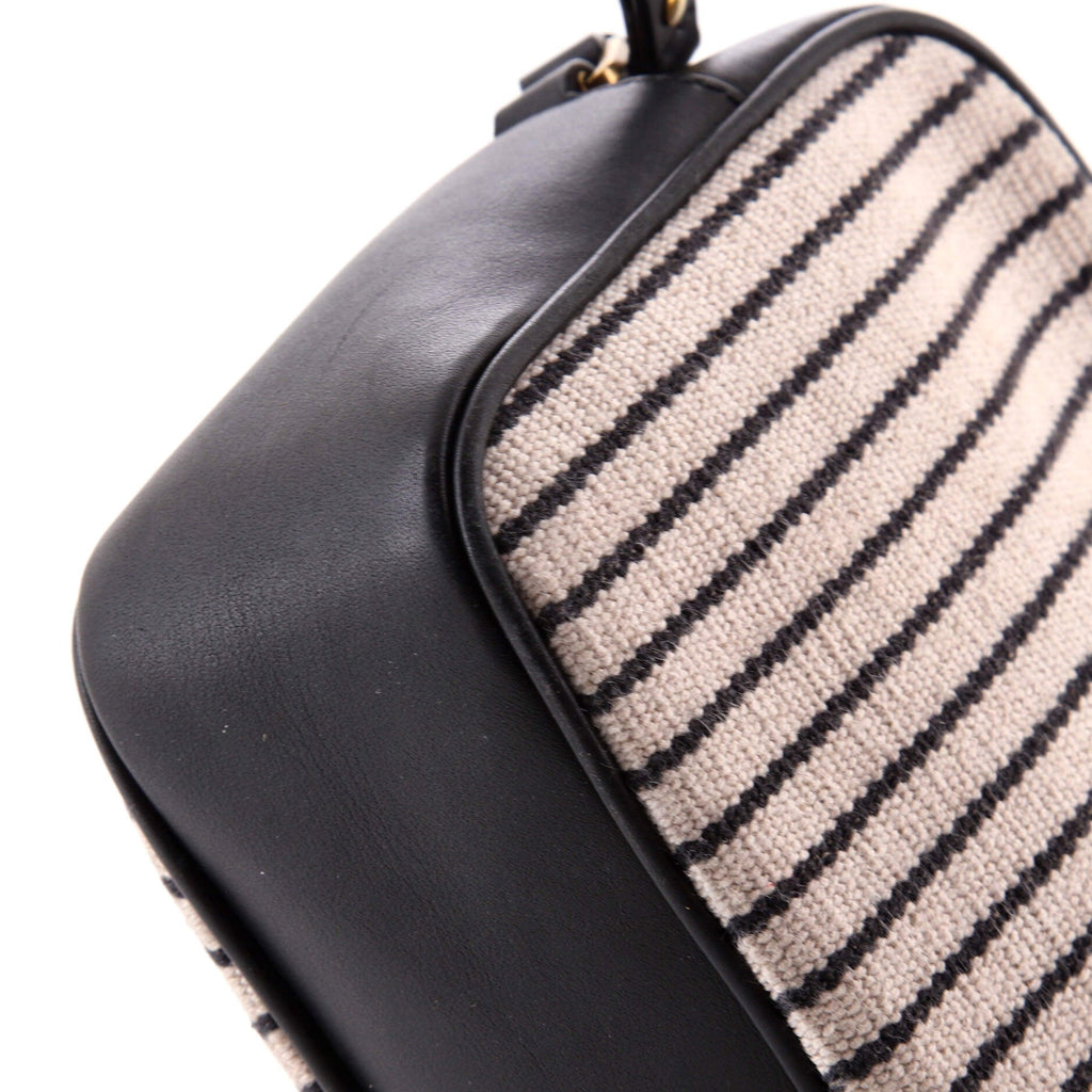 Lou Camera Bag Striped Canvas and Leather Small
