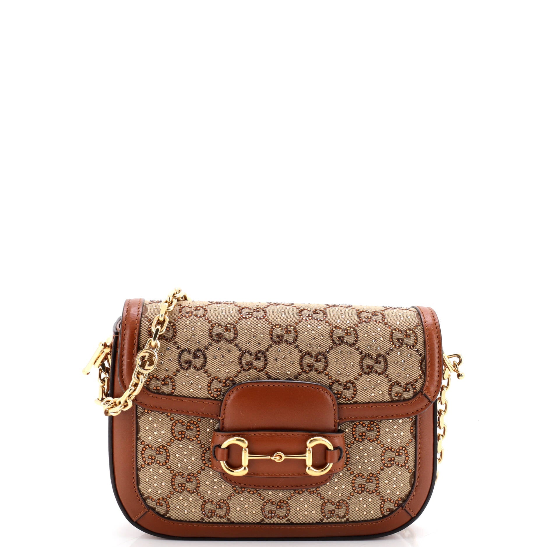Horsebit 1955 Shoulder Bag Crystal Embellished GG Canvas Mini
