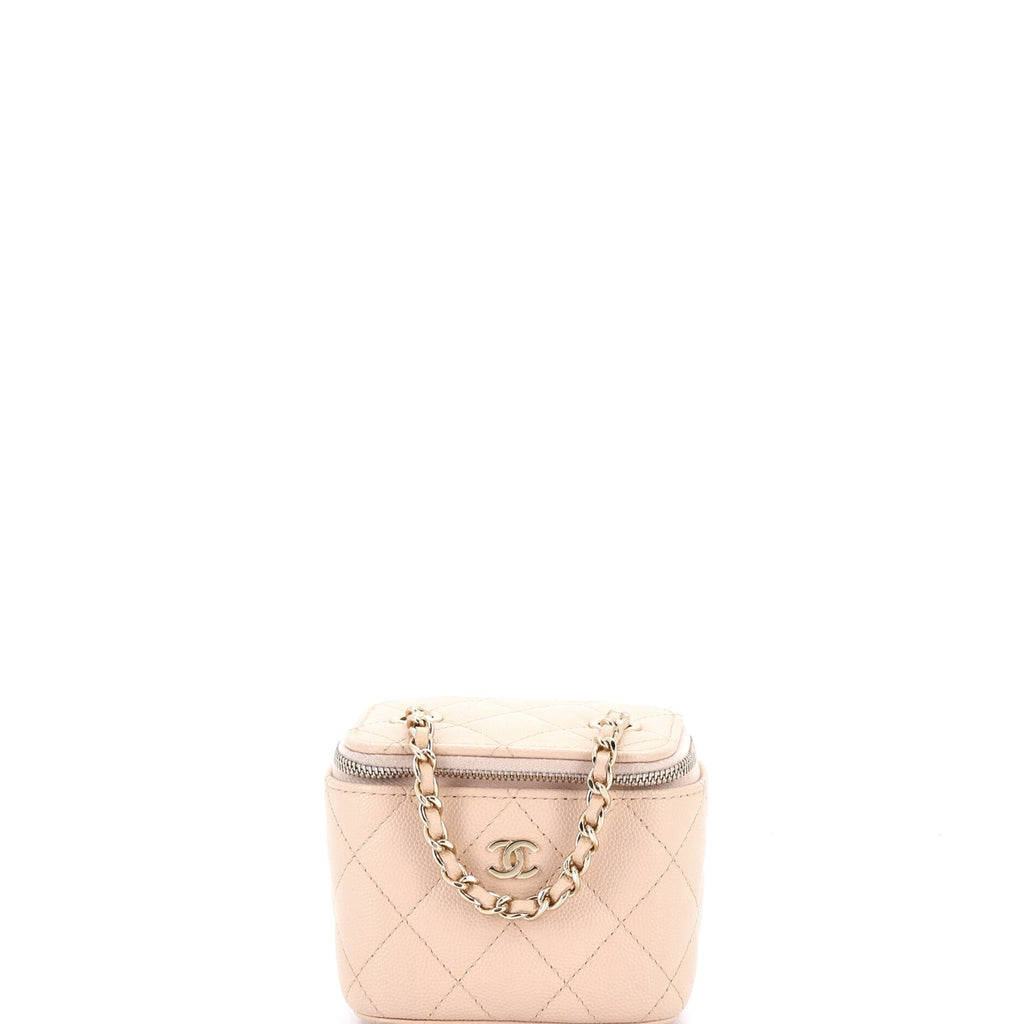 Classic Vanity Case with Chain Quilted Caviar Mini