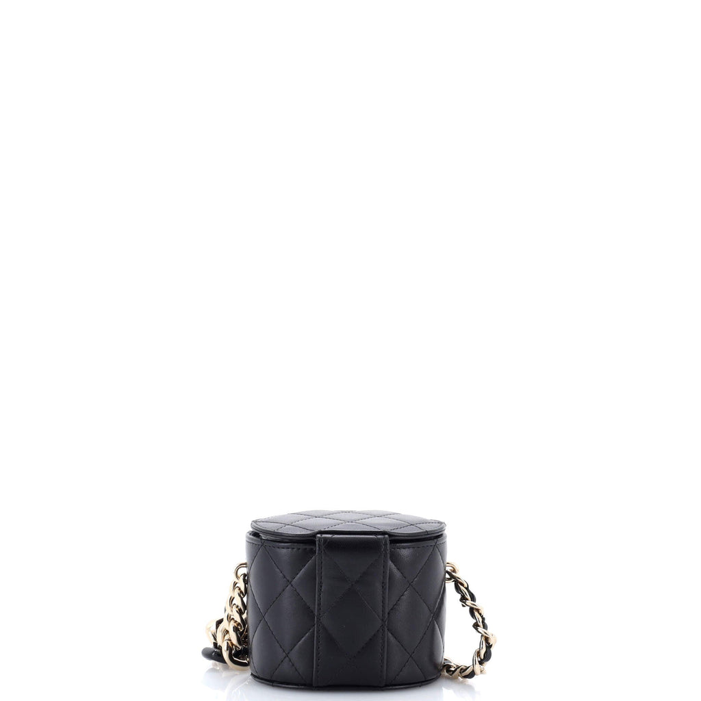 Resin Elegant Chain Tubular Vanity Case Quilted Lambskin Mini