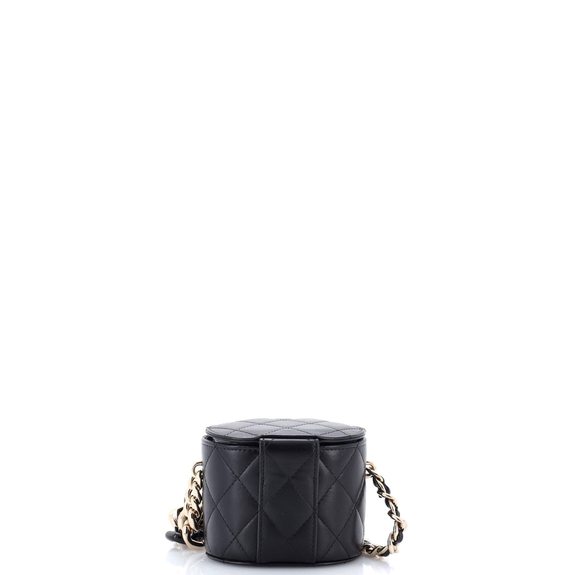Resin Elegant Chain Tubular Vanity Case Quilted Lambskin Mini