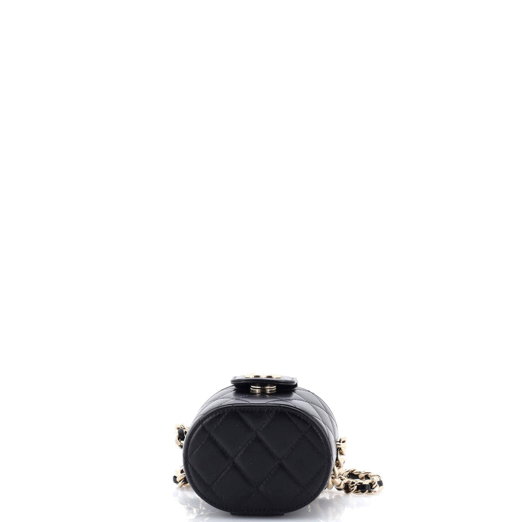 Resin Elegant Chain Tubular Vanity Case Quilted Lambskin Mini