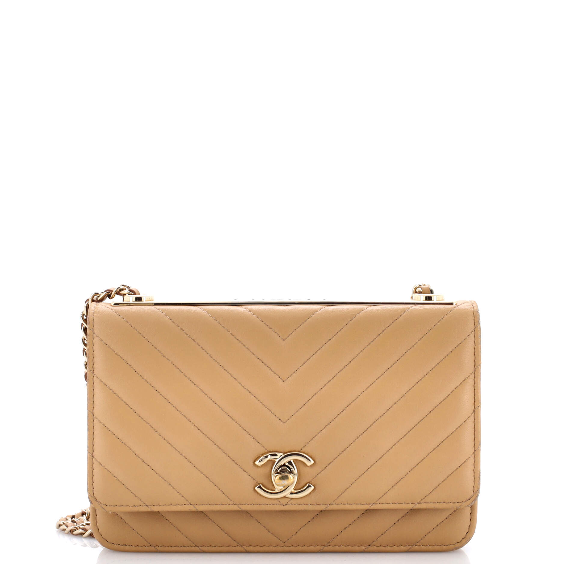 Trendy CC Wallet on Chain Chevron Lambskin