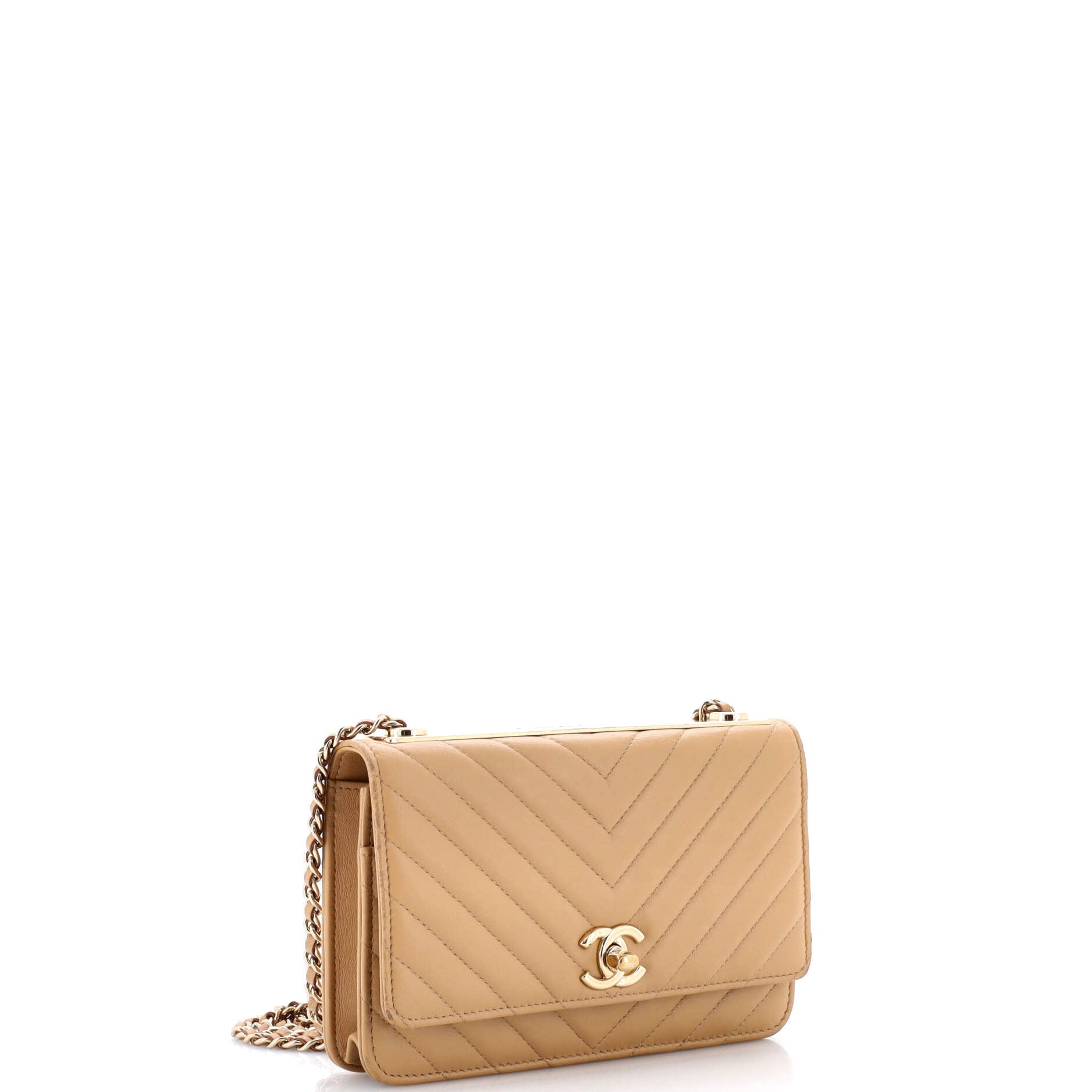 Trendy CC Wallet on Chain Chevron Lambskin