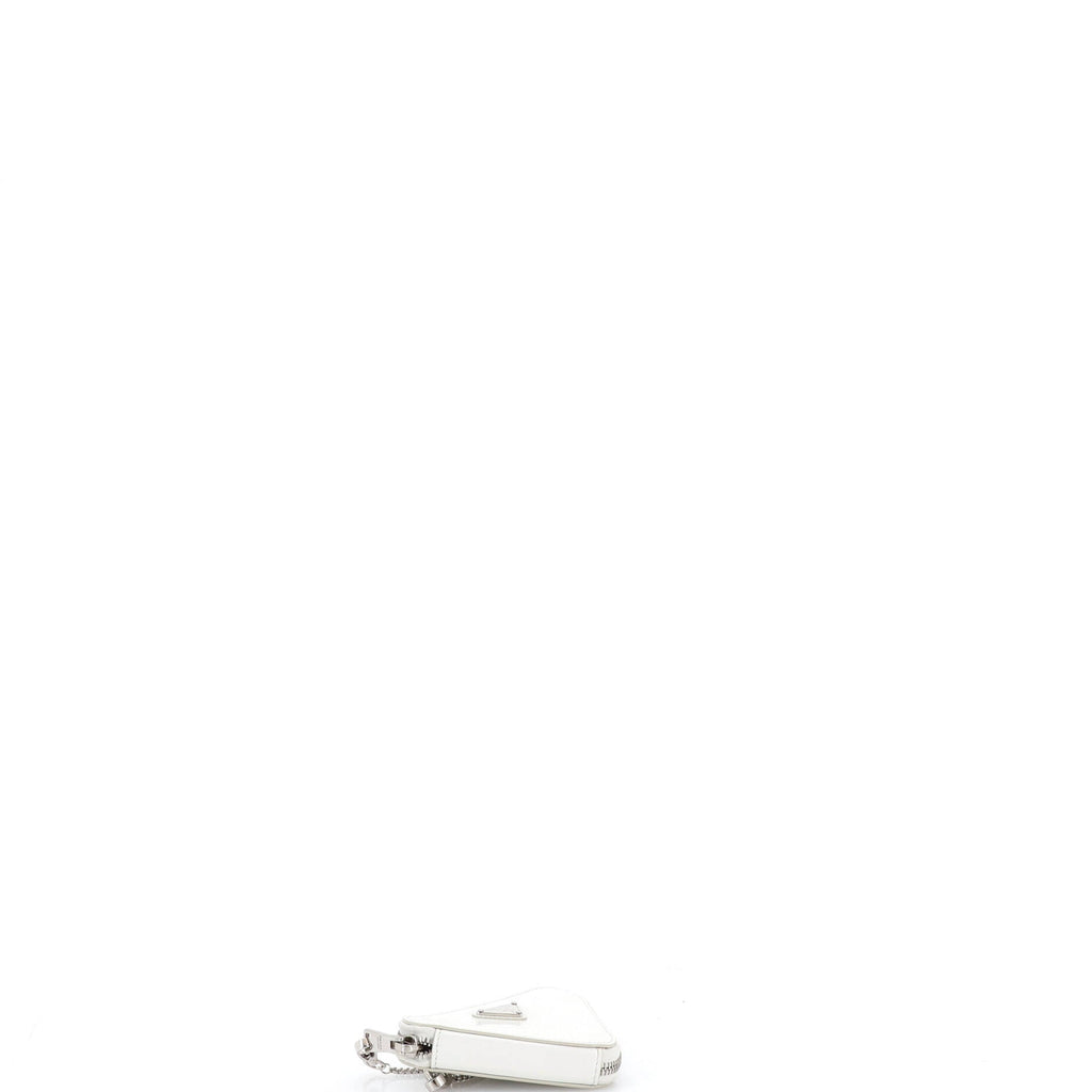 Triangle Pouch Bag with Chain Brushed Leather Mini