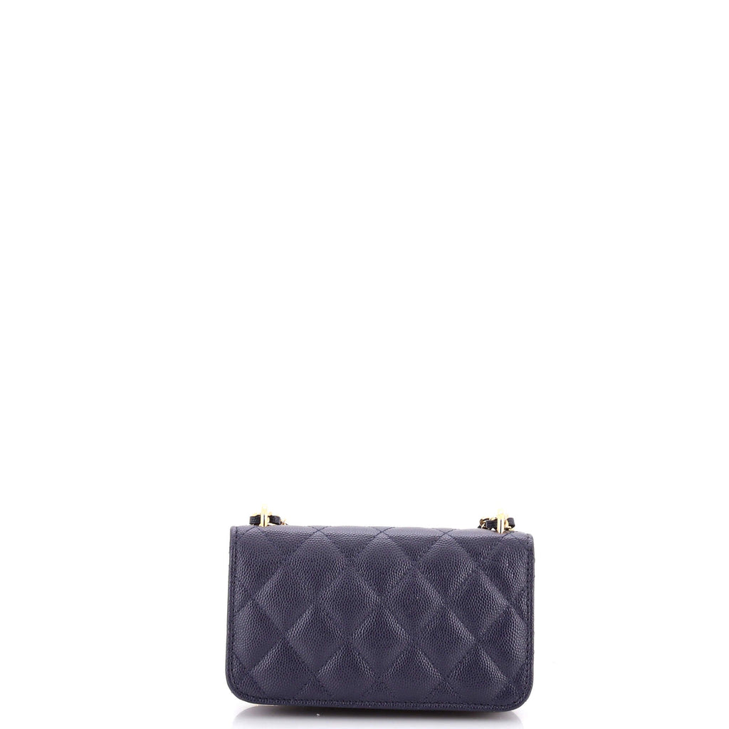 Pocket Twins Clutch with Chain Quilted Caviar