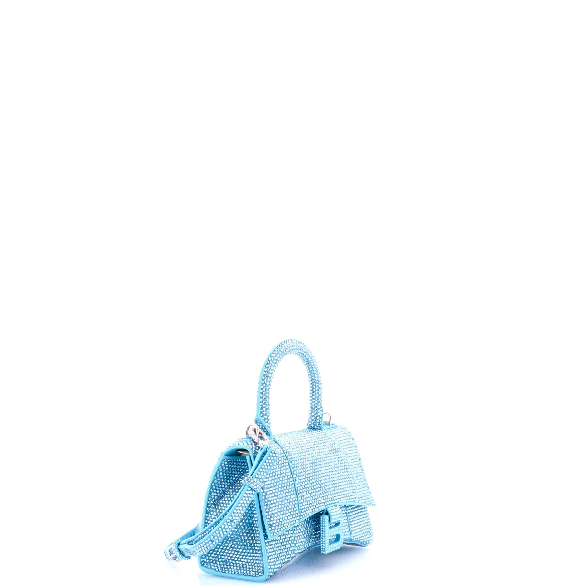 Hourglass Top Handle Bag Suede with Crystals XS