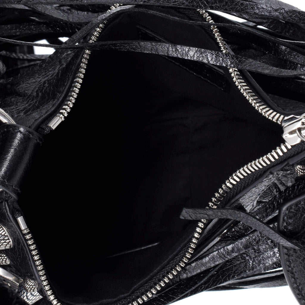Le Cagole Giant Studs Fringe Shoulder Bag Leather XS