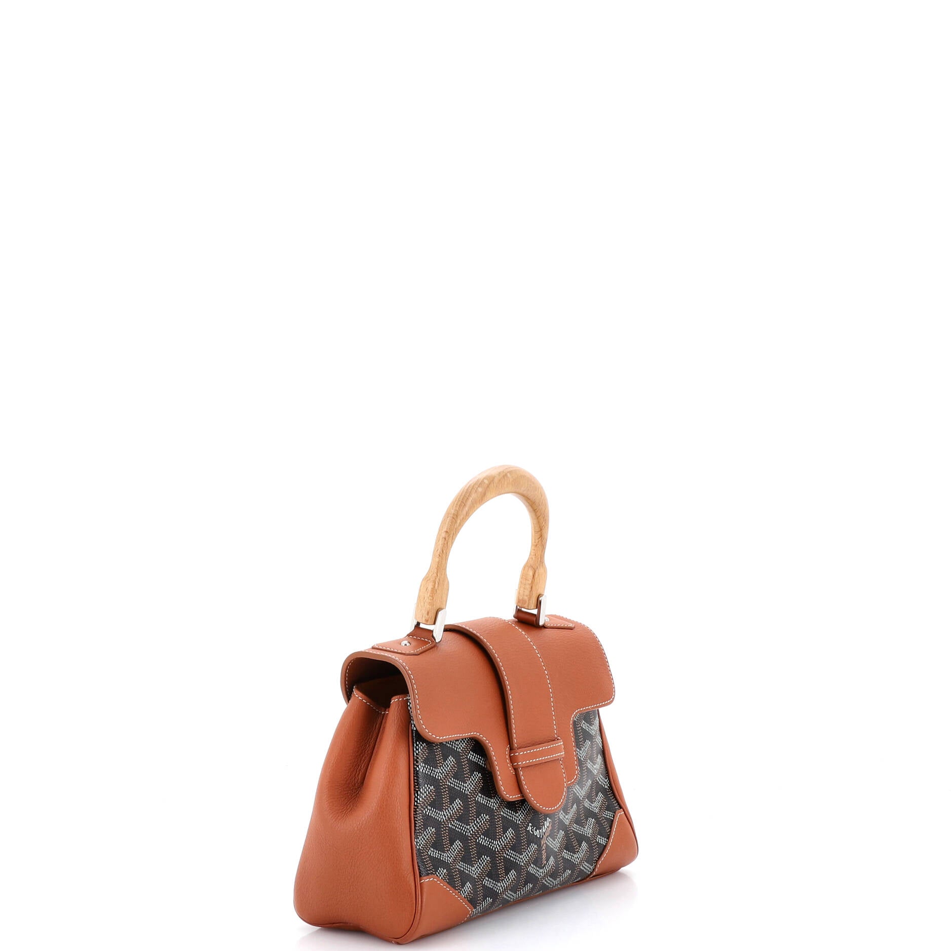 Saigon Top Handle Bag Coated Canvas with Leather Mini