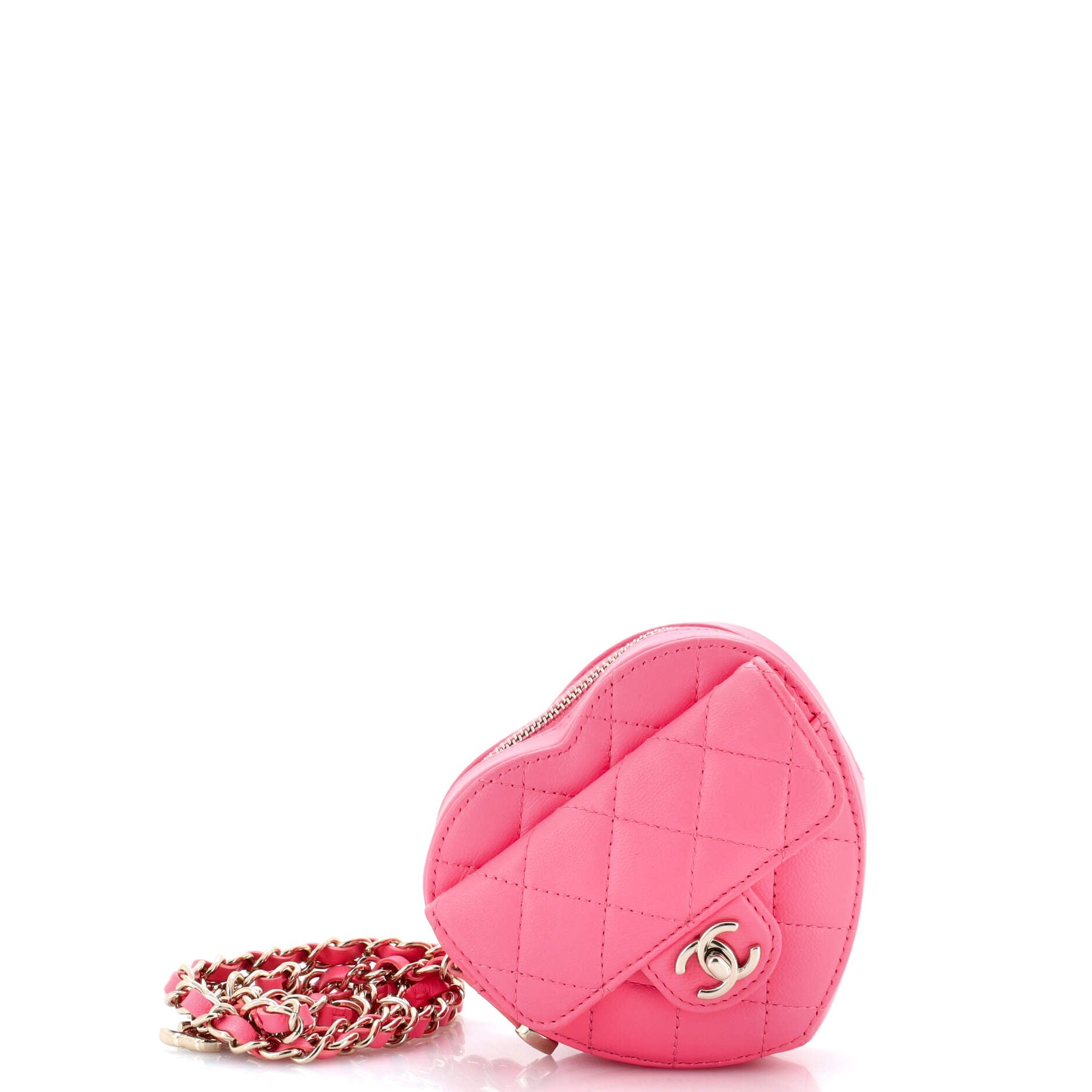 CC in Love Heart Belt Bag Quilted Lambskin