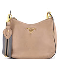 Striped Strap Zip Hobo Vitello Daino Medium