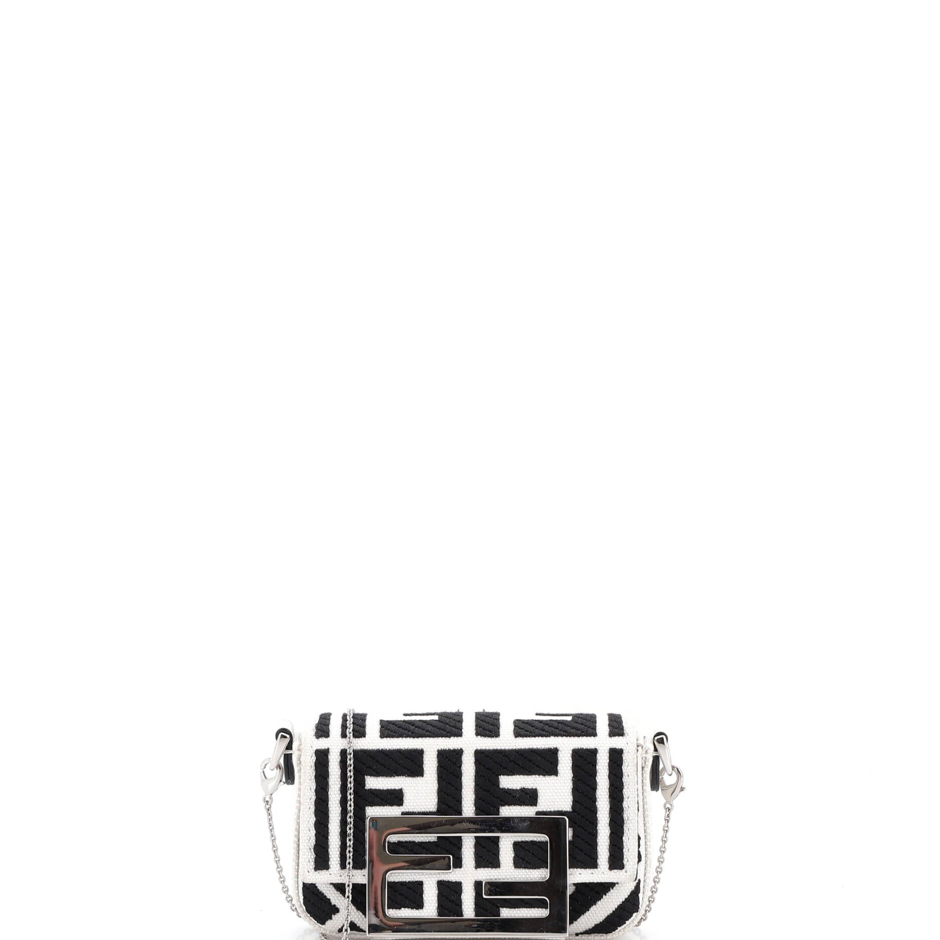 Chain Baguette Charm Bag Zucca Embroidered Canvas Nano