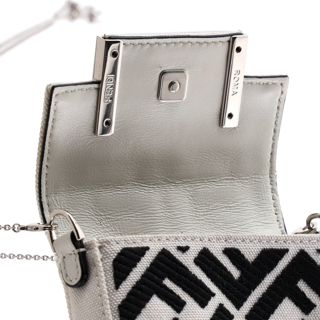 Chain Baguette Charm Bag Zucca Embroidered Canvas Nano