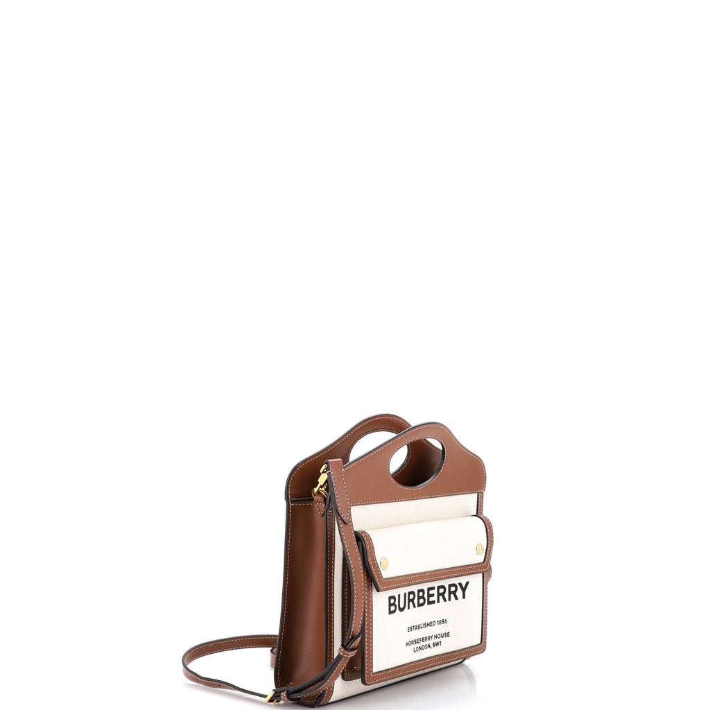 Logo Pocket Tote Canvas with Leather Mini