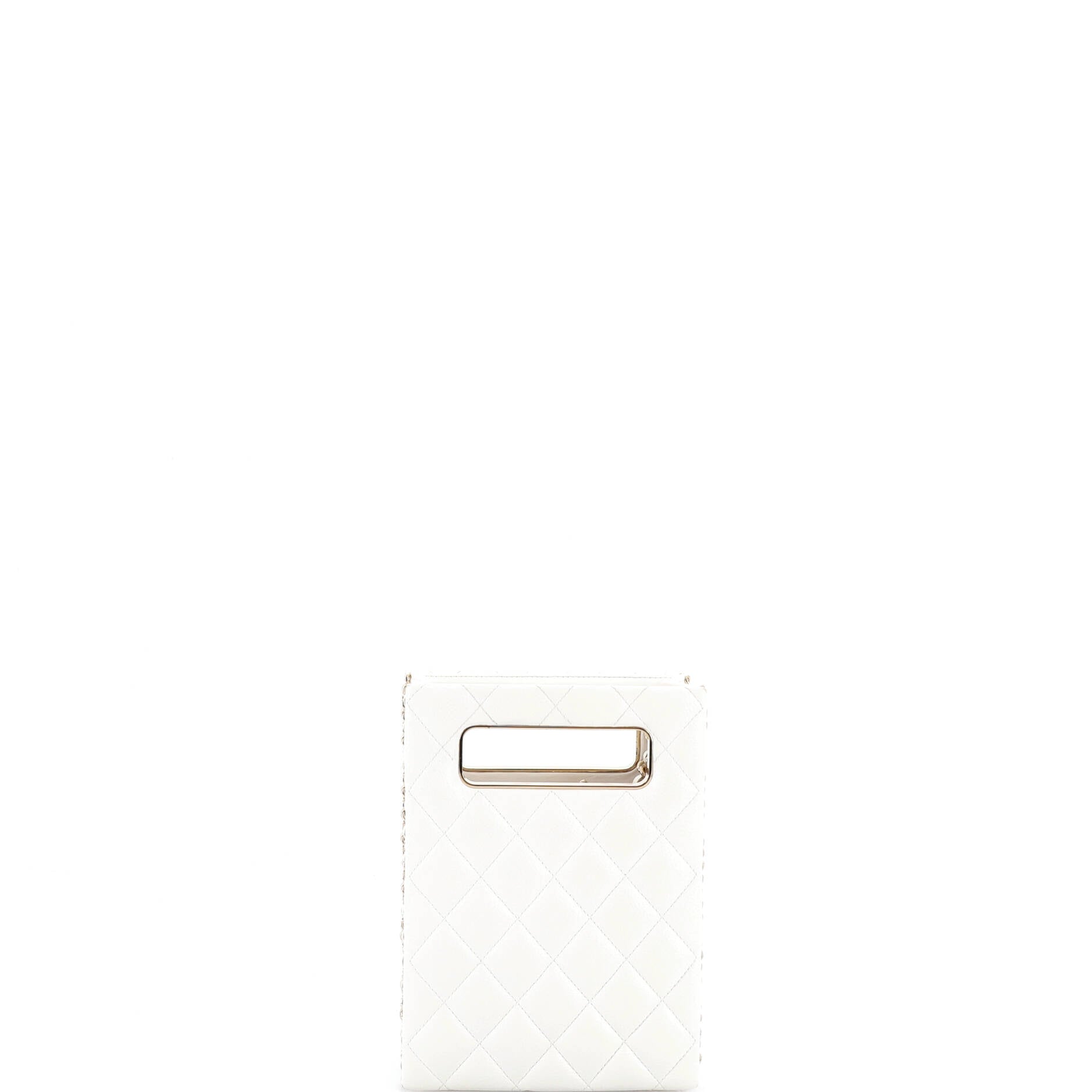 Chain Around Cut Out Handle Evening Tote Quilted Caviar Mini