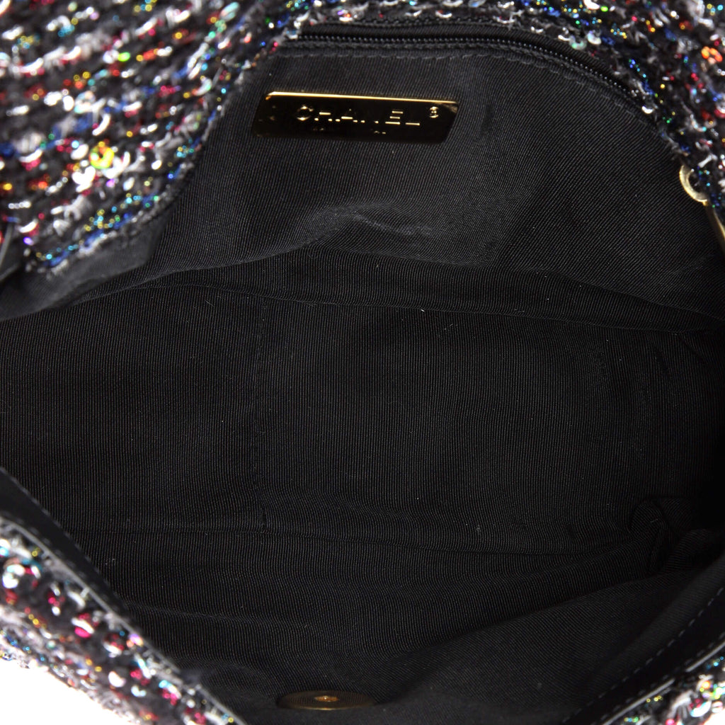 19 Flap Bag Quilted Tweed and Sequins Medium