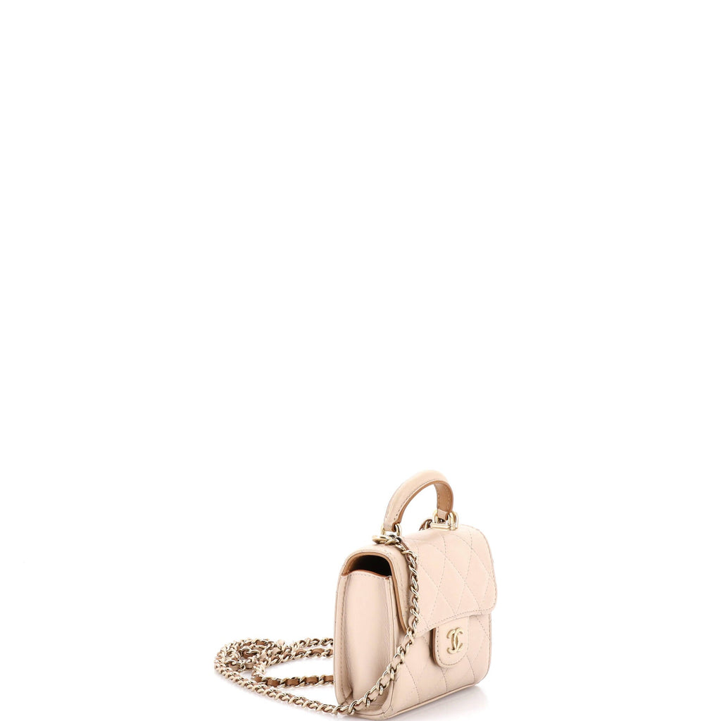 Square Classic Flap Top Handle Clutch with Chain Quilted Lambskin