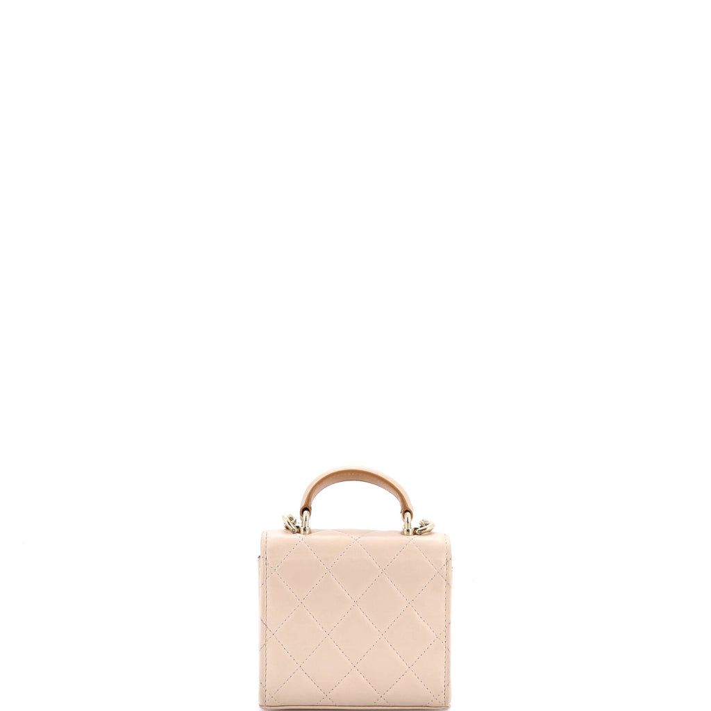 Square Classic Flap Top Handle Clutch with Chain Quilted Lambskin