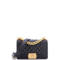 Boy Flap Bag Quilted Caviar Small