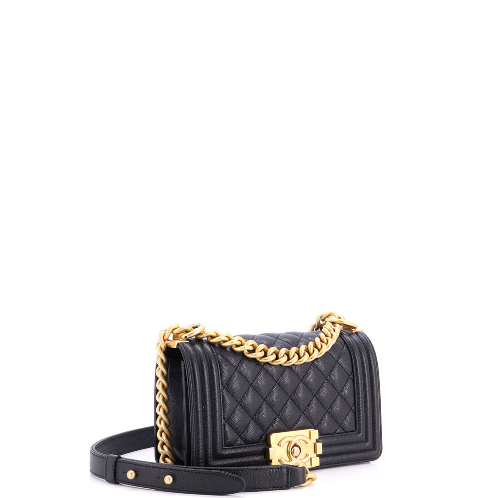 Boy Flap Bag Quilted Caviar Small