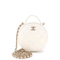 Handle with Care Round Vanity Case with Chain Quilted Lambskin Small