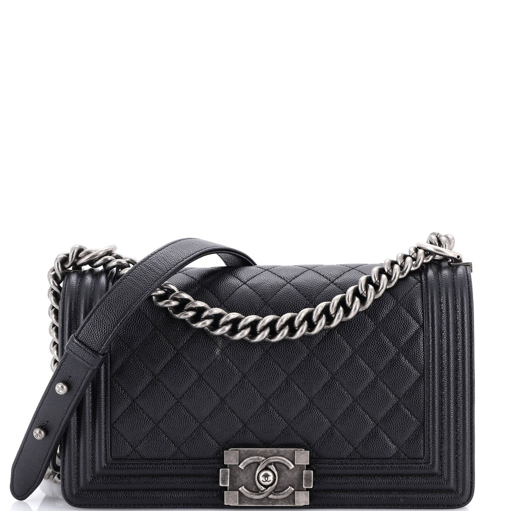 Boy Flap Bag Quilted Caviar Old Medium