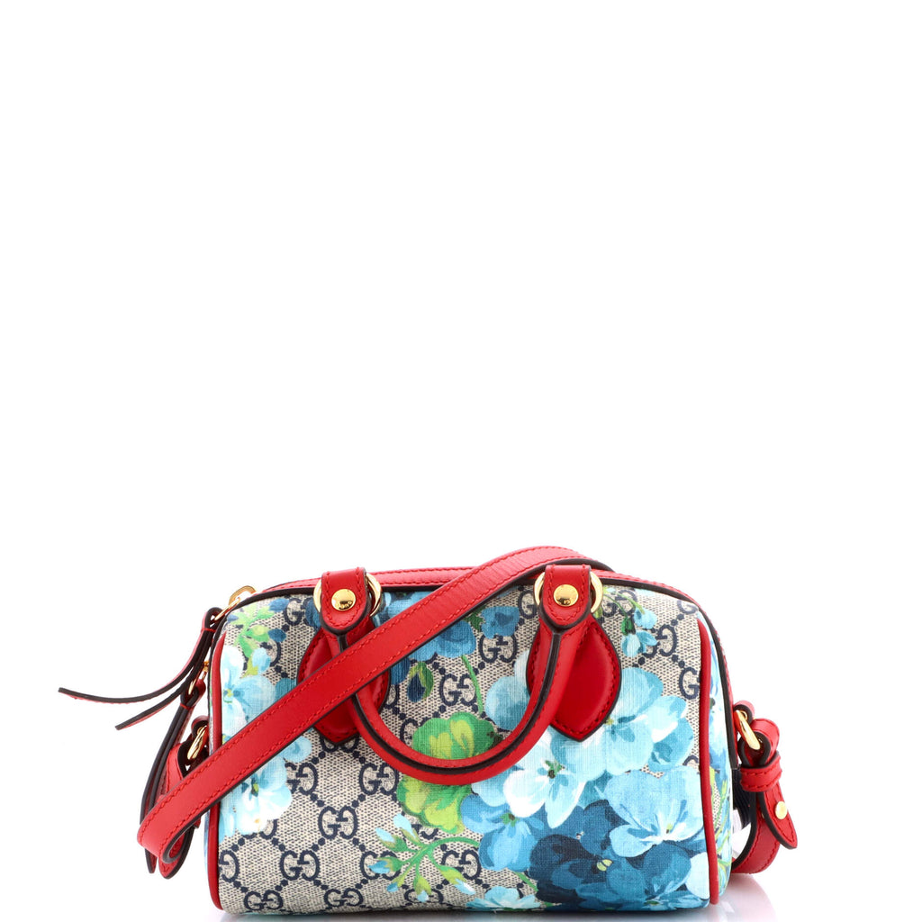 Convertible Boston Bag Blooms Print GG Coated Canvas Nano