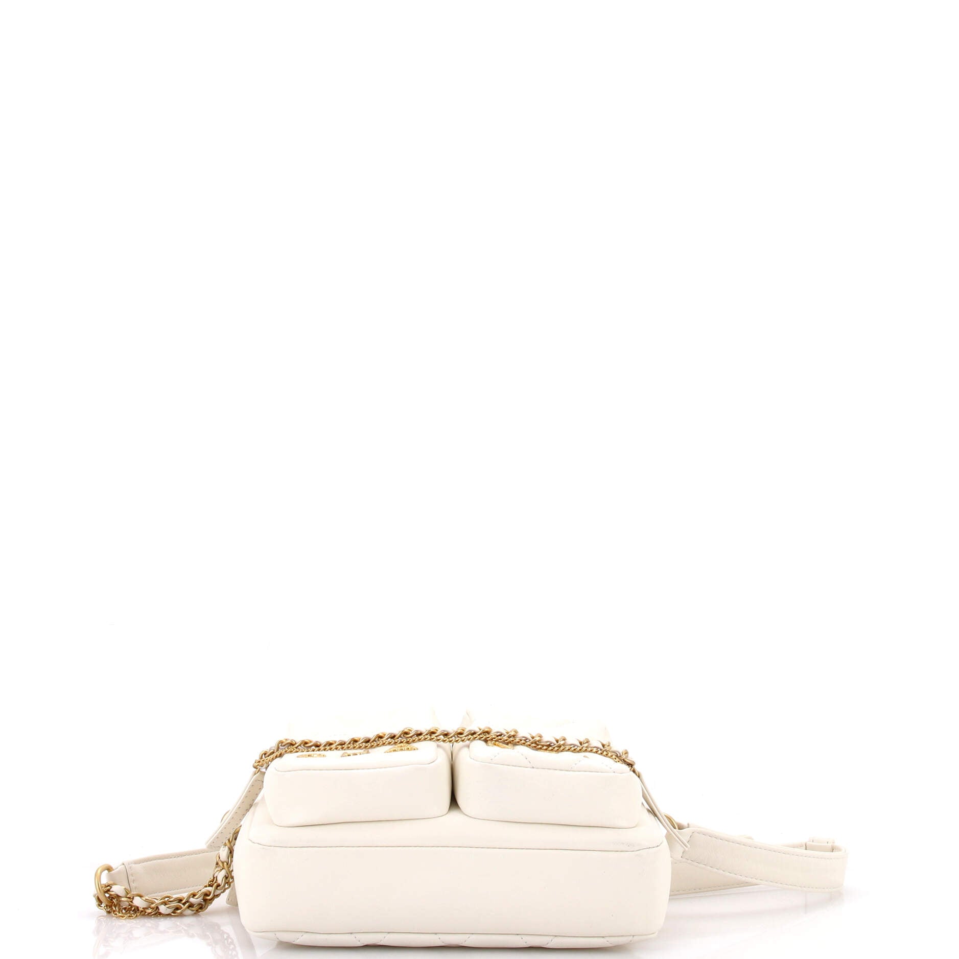Logo Twin Pockets Chain Camera Case Quilted Calfskin Small