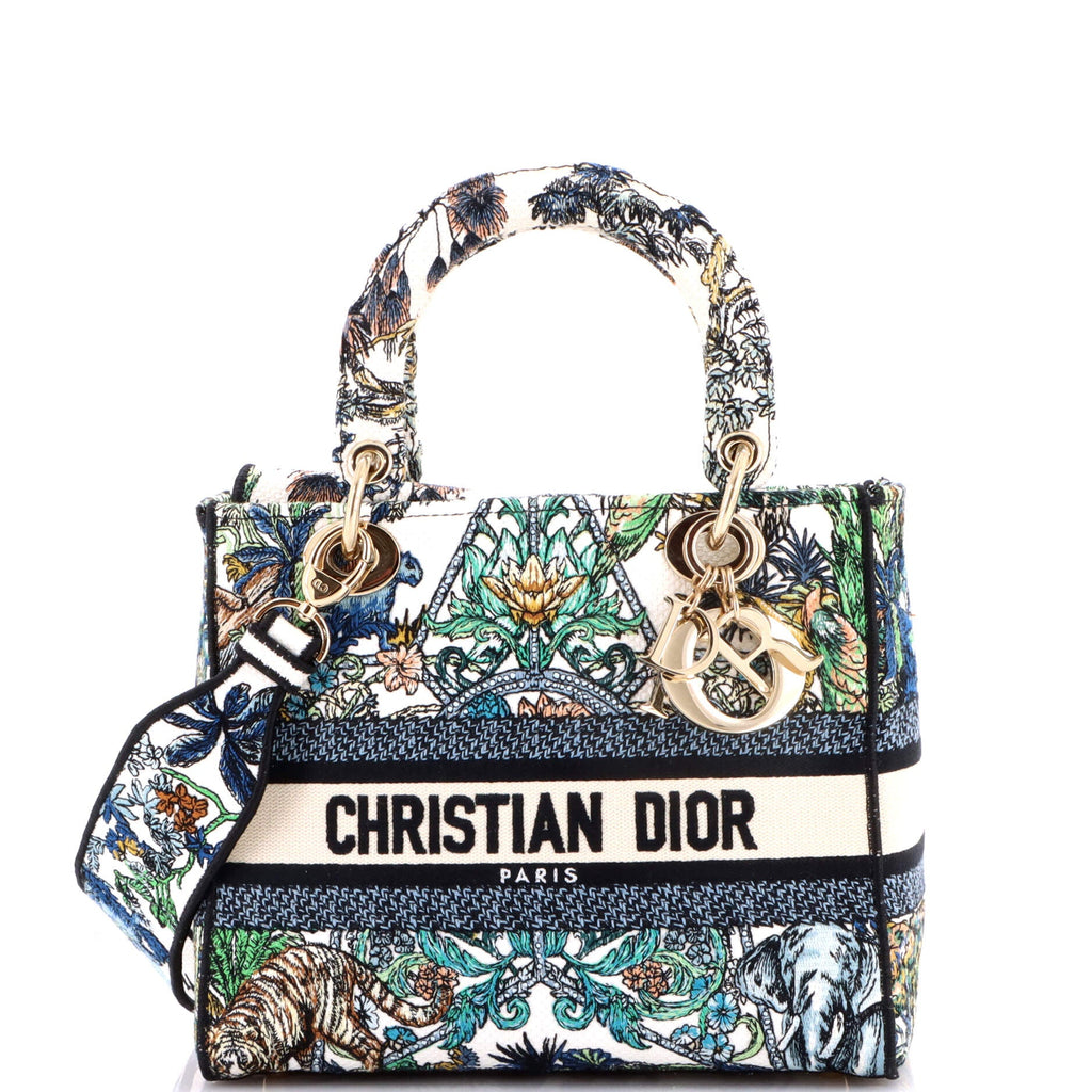 Lady D-Lite Bag Embroidered Canvas Medium